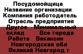 Посудомойщица › Название организации ­ Компания-работодатель › Отрасль предприятия ­ Другое › Минимальный оклад ­ 1 - Все города Работа » Вакансии   . Новгородская обл.,Великий Новгород г.